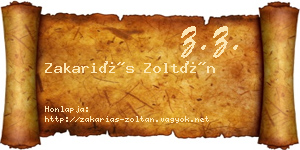 Zakariás Zoltán névjegykártya